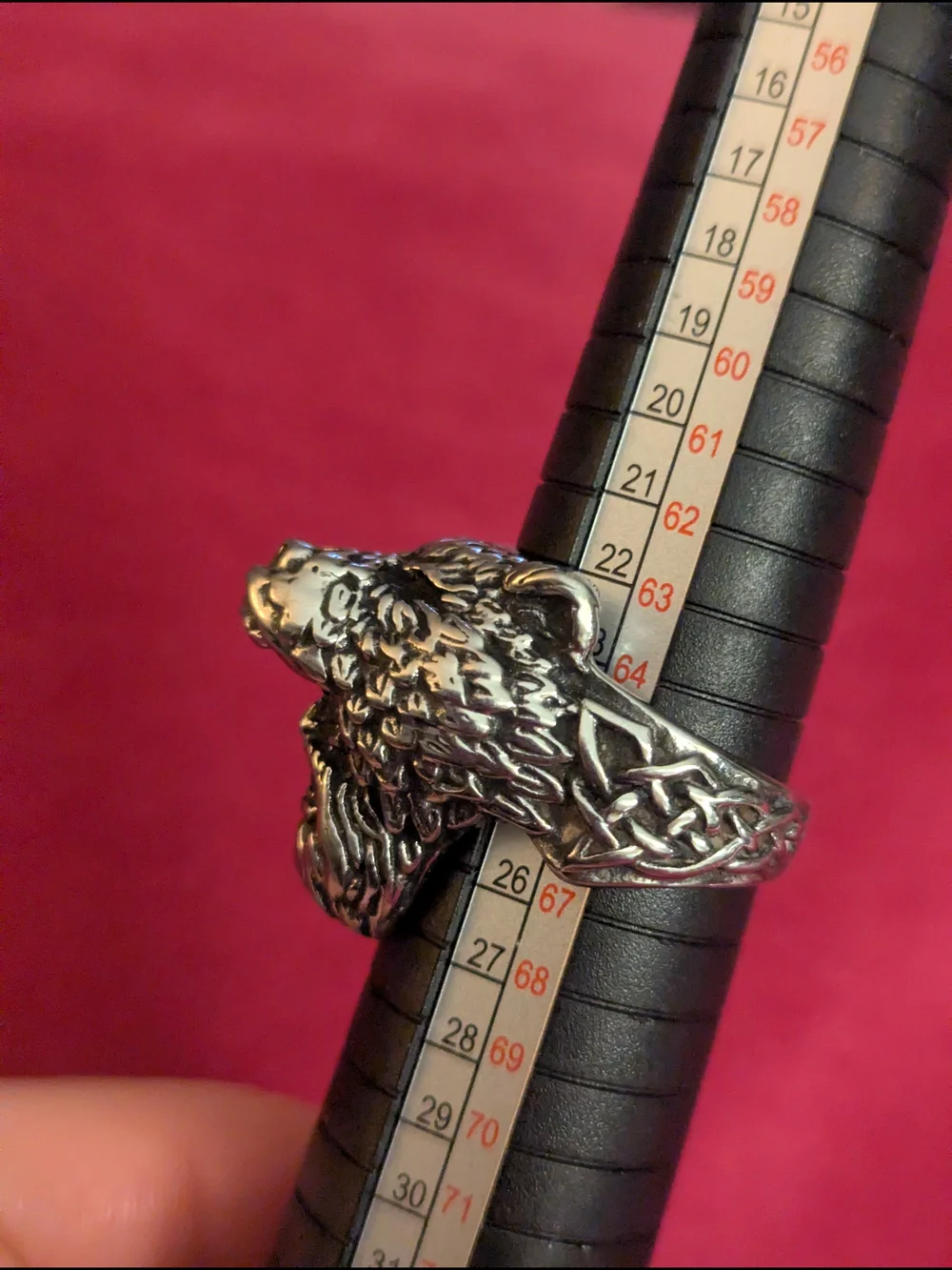 Silver Bear Head Statement Ring